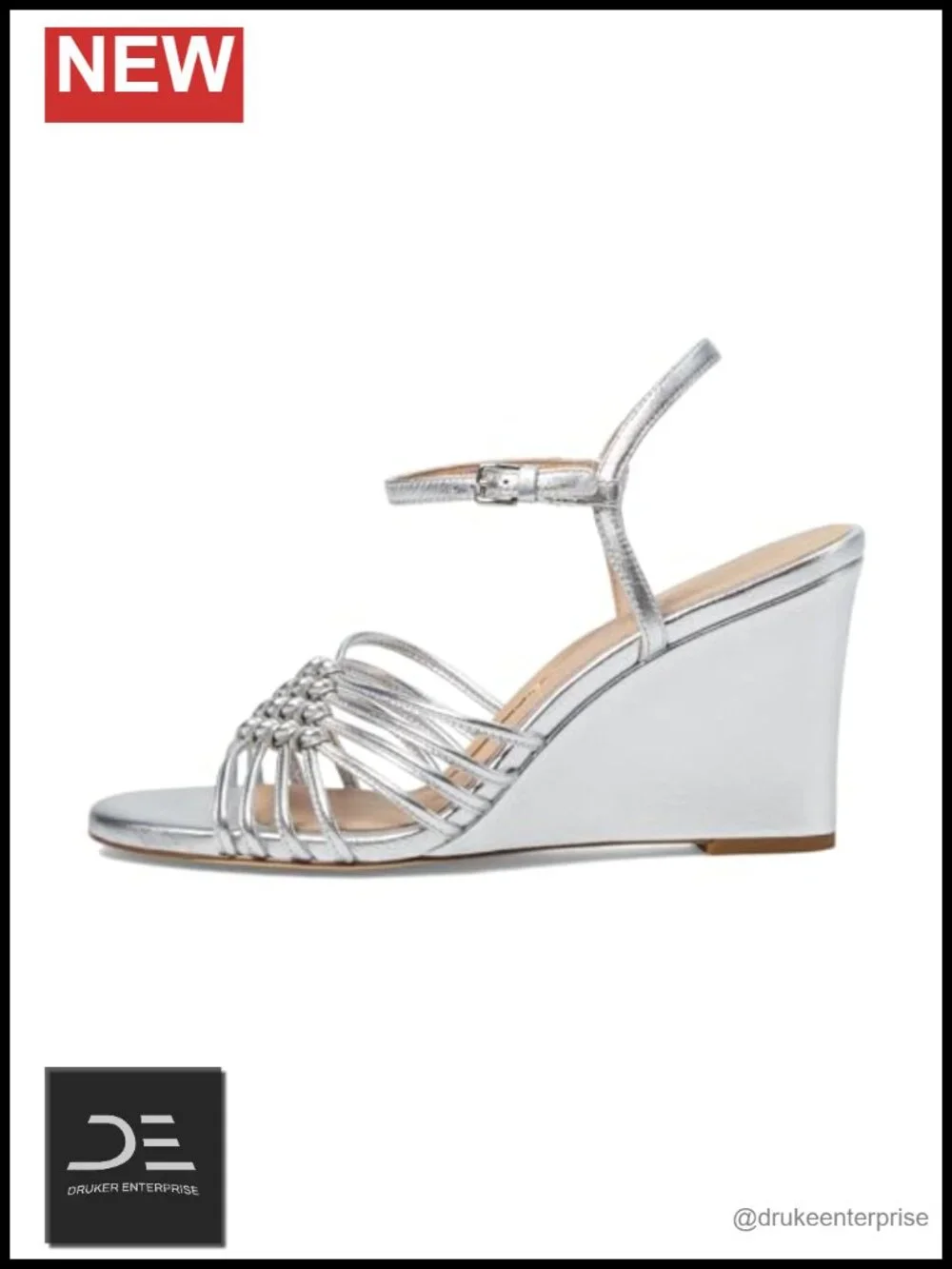 Wedge Sandals Strappy Ankle Strap 85mm Heel Vintage Knot